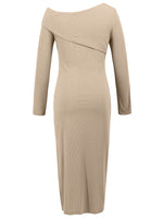 Slit One Shoulder Long Sleeve Dress - Ladyez