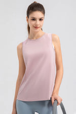 Round Neck Wide strap Active Tank - Ladyez