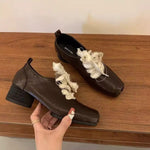Square Toe Block Heels Pumps