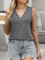 Classic V-Neck Sleeveless Tank Top - Ladyez