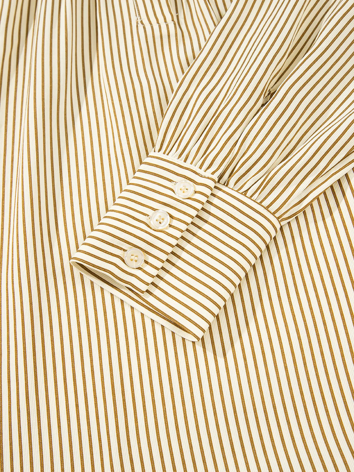Stripe Collared Neck Cuffed Long Sleeve Drop Waist Mini Dress