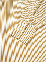 Stripe Collared Neck Cuffed Long Sleeve Drop Waist Mini Dress