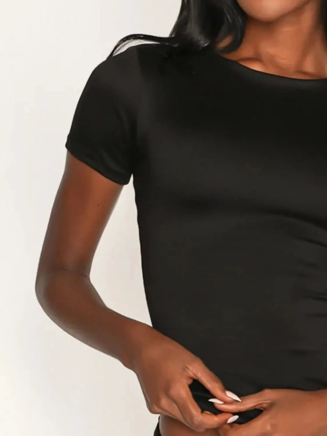 Round Neck Short Sleeve Swim Top - Ladyez