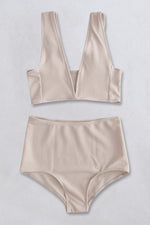 Ribbed V-Neck Bikini Set - Ladyez