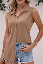 Button Down Sleeveless Top