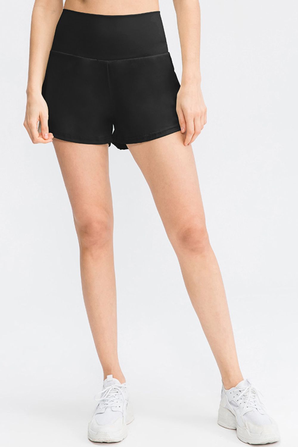 Wide Waistband Sports Shorts with Pockets - Ladyez