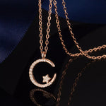 Crescent Moon Star Pendant Necklace