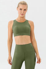 Round Neck Wide Strap Active Bra - Ladyez