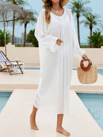 Backless Drawstring Back Flounce Sleeve Cover-Up - Ladyez