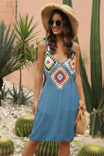 Geometric V-Neck Spaghetti Strap Cover Up Dress - Ladyez