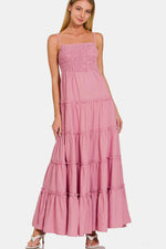 Zenana Woven Smocked Tiered Cami Maxi Dress - Ladyez