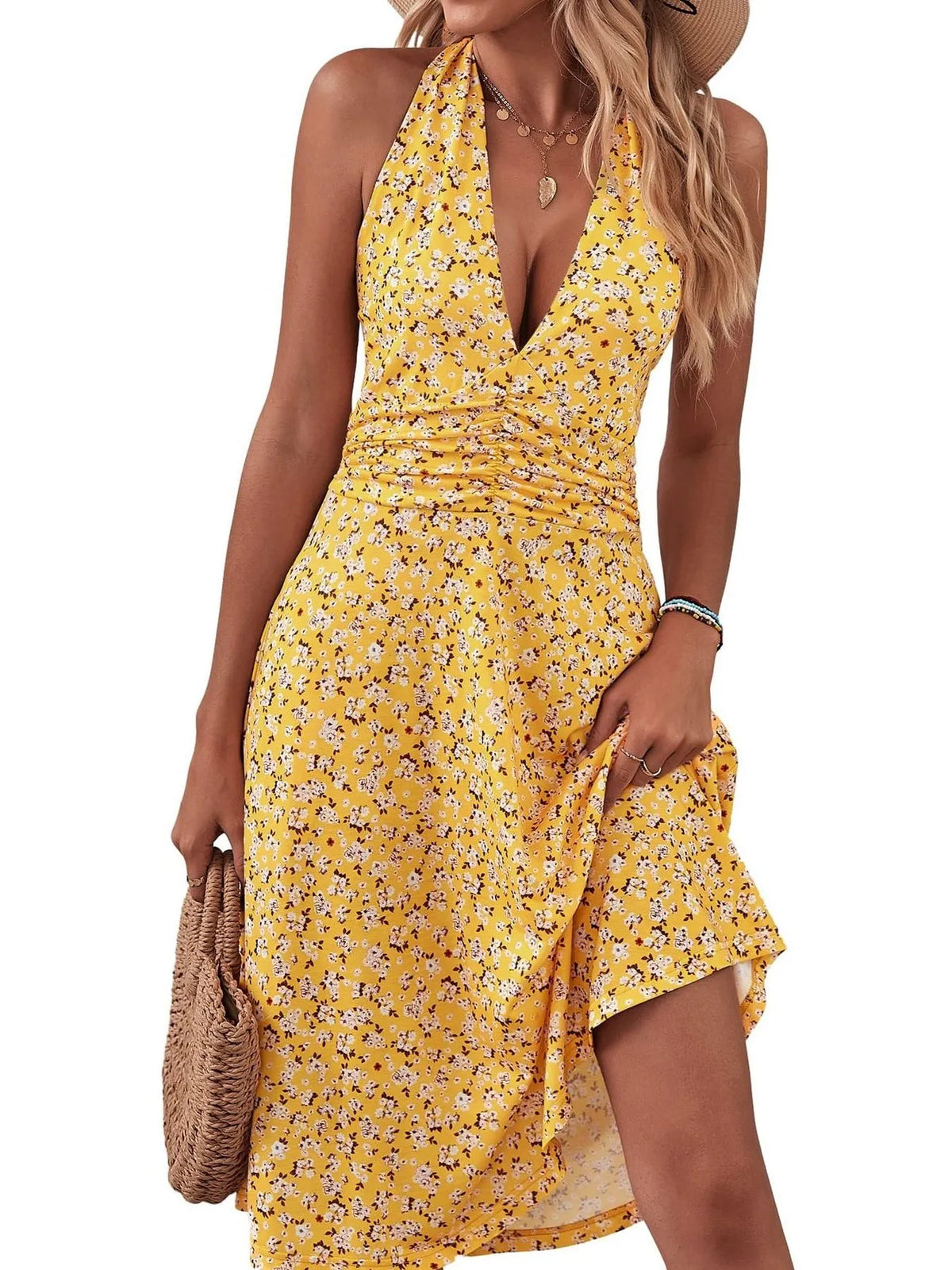 Printed Halter Neck Dress