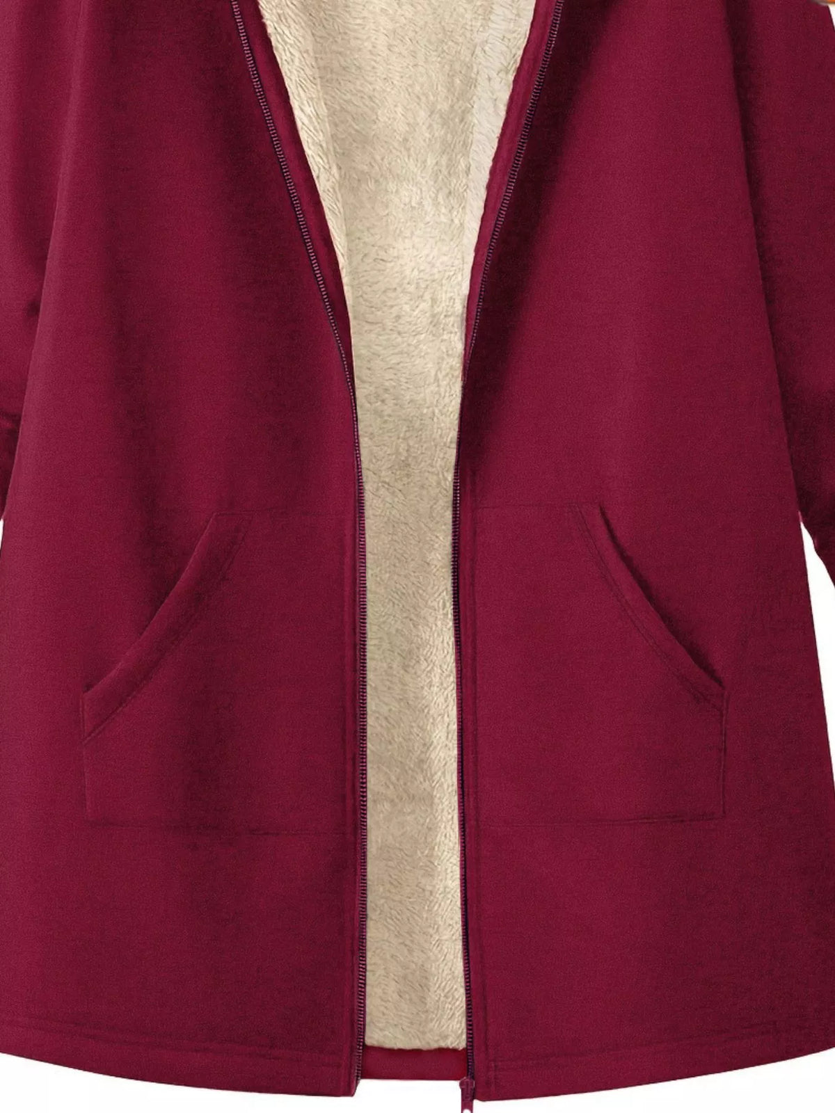Fleece-Lined Zip Up Hooded Outerwear