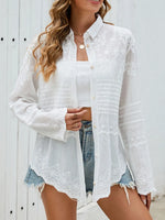 Button Down Collared Neck Long Sleeve Shirt