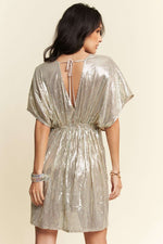 Davi & Dani Sequin Plunge Neck Knot Cut Out Tie Back Party Dress - Ladyez
