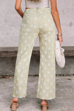 Polka Dot High-Waisted Wide Leg Jeans