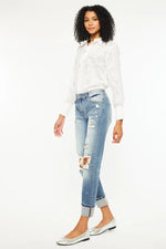 Kancan High Rise Distressed Boyfriend Fit Jeans - Ladyez