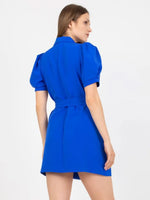 Tie Waist Short Sleeve Blazer Dress - Ladyez