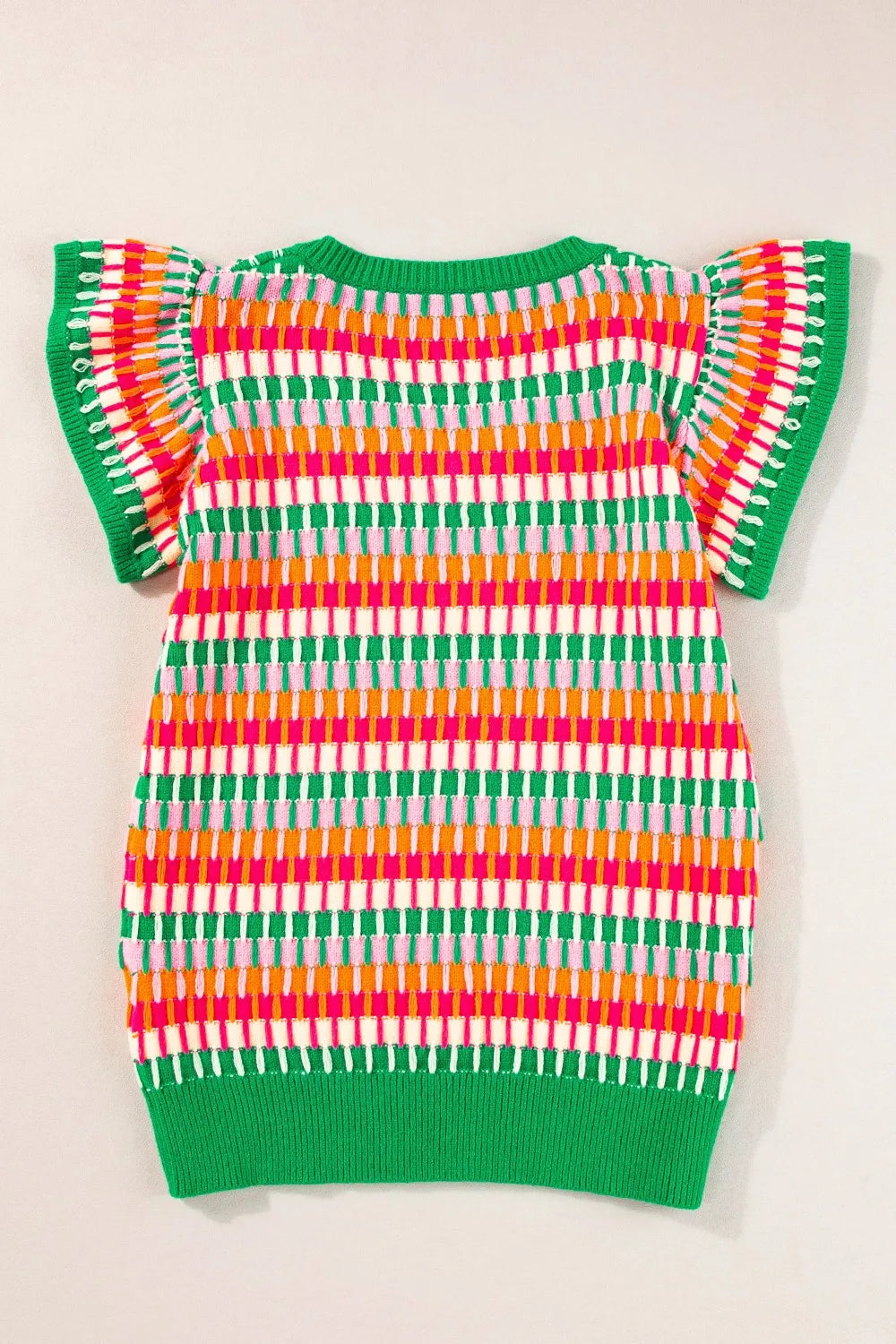 Contrast Striped V-Neck Knit Top