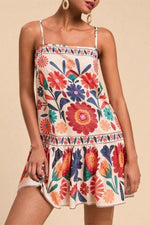Plus Size Floral Print Sleeveless Mini Dress