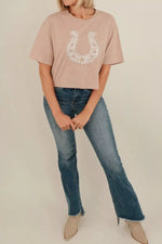 Horseshoe Lace Pearl Detail T-Shirt