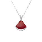 Fan-Shaped Red Agate Pendant Necklace