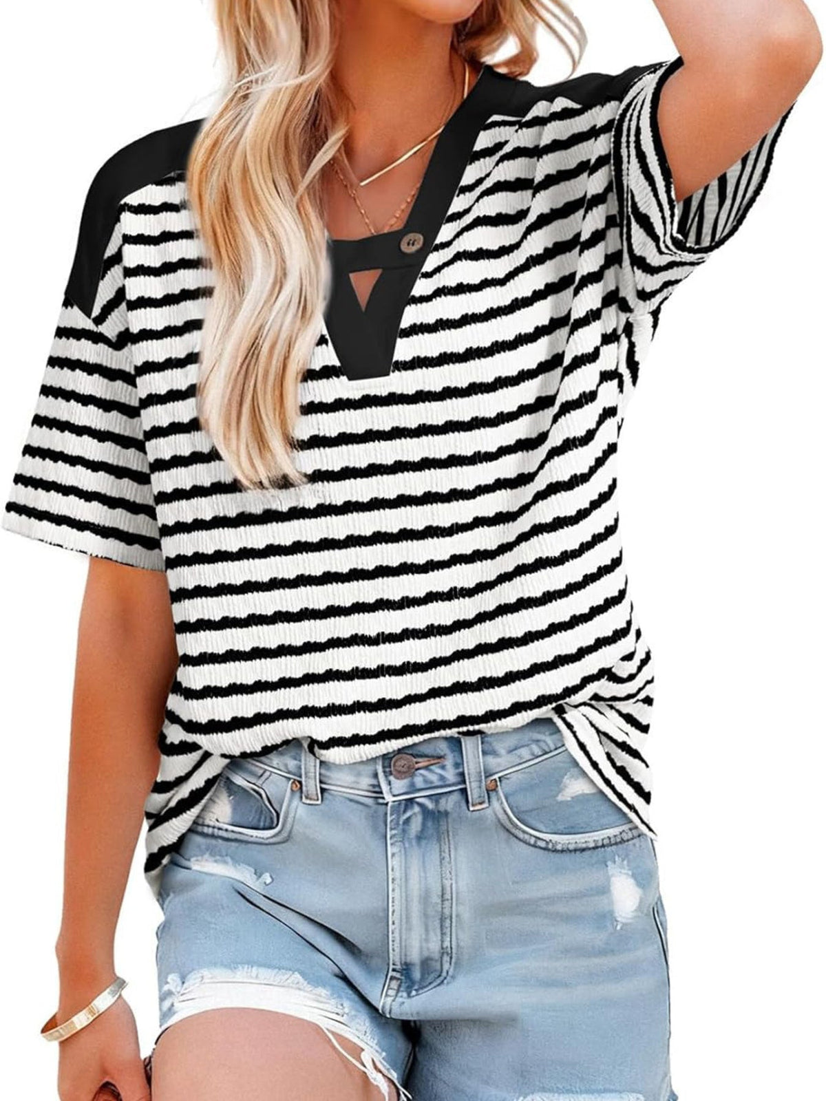 Striped Short Sleeve Casual T-Shirt