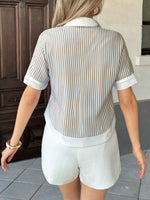 Striped Button-Down Short Sleeve Shirt