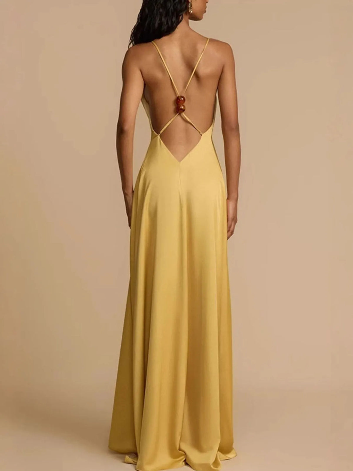 Deep V-Neck Maxi Dress - Ladyez