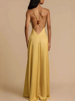 Deep V-Neck Maxi Dress - Ladyez
