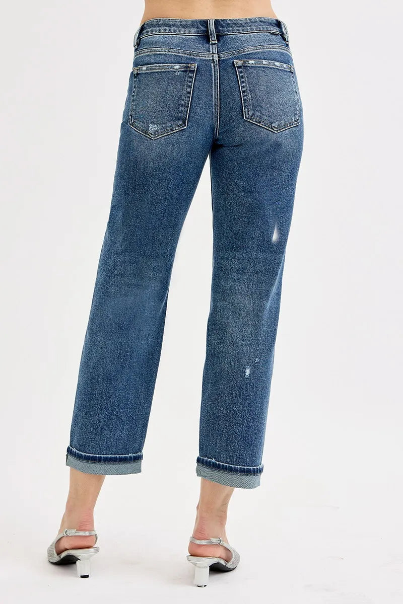 RISEN Full Size Low Rise Crop Boyfriend Jeans Plus Size - Ladyez