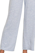 Zenana Soft Melange Hacci Elastic Waistband Lounge Pants
