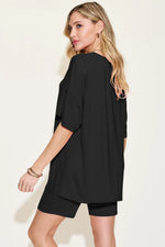Basic Bae Bamboo Full SizeV-Neck Drop Shoulder T-Shirt and Shorts Set