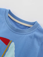 Children's Sailboat Print Tee and Striped Shorts Set