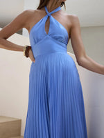 Halter Neck Pleated A-Line Dress