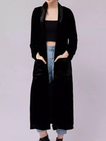 Velvet Lapel Collar Longline Coat