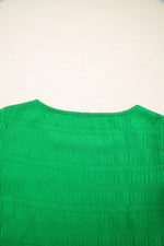 Textured Ruffled Sleeve Round Neck Top