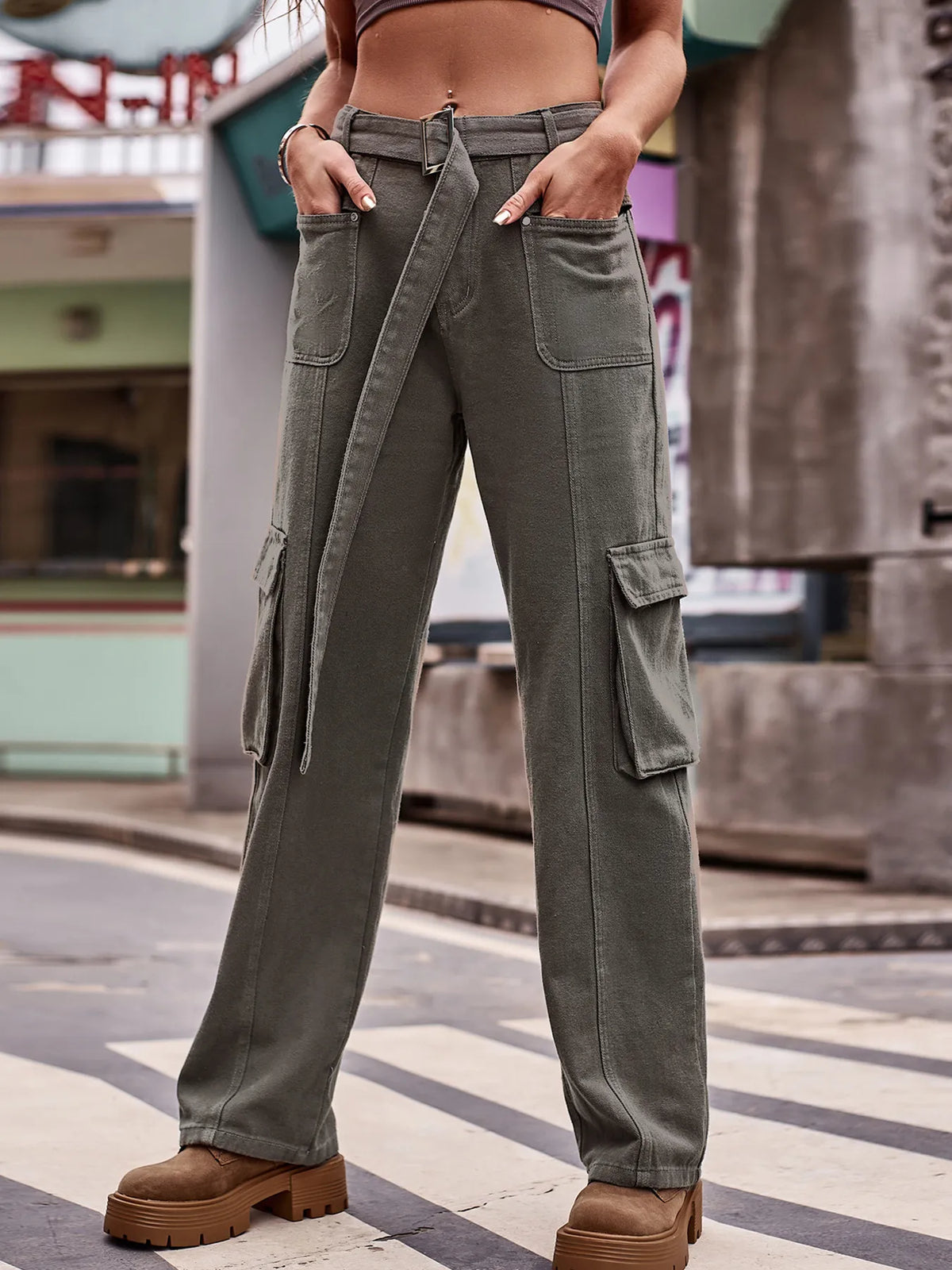 Cargo Wide Leg Jeans - Ladyez