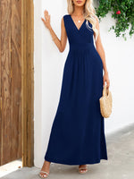 Surplice Neck Sleeveless Maxi Dress - Ladyez