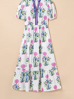 Printed Short Sleeve Midi Dress with Pockets