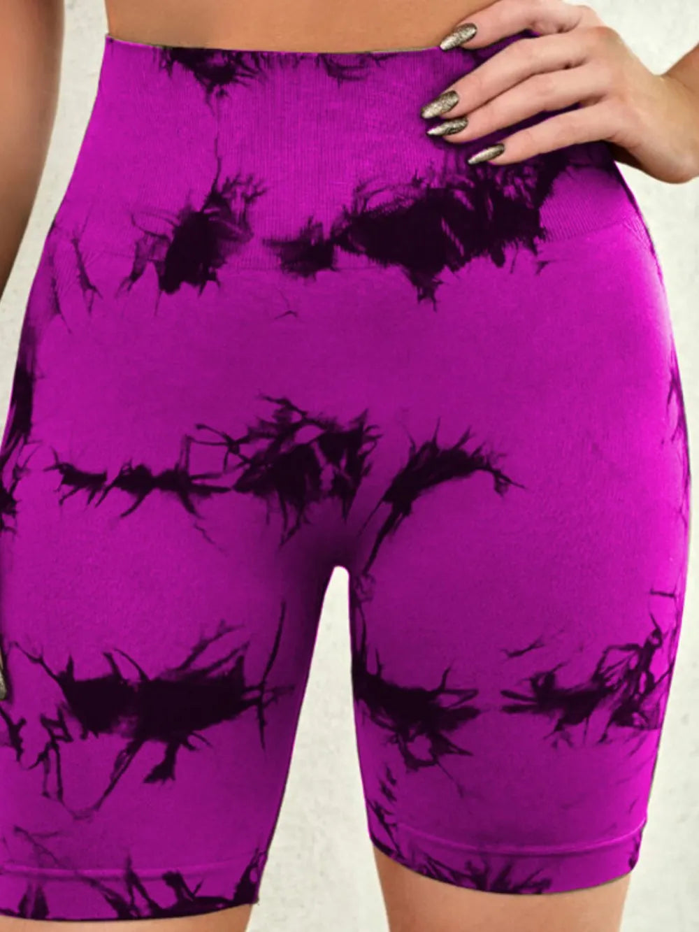 Tie-Dye High Waist Active Shorts - Ladyez
