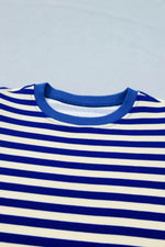 Striped Ruffle Sleeve Top and Shorts Set