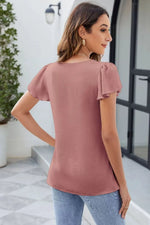 Frill Square Neck Flutter Sleeve Blouse