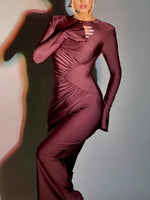 Ruched Long Sleeve Bodycon Maxi Dress