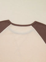 Floral Print Patchwork Color Block Long Sleeve Top