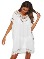 Bohemian Crochet Trim Beach Cover Up Dress - Ladyez