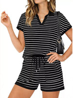Striped Short Sleeve Polo and Shorts Set