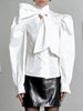 Bow Tie Puffed Sleeves Blouse