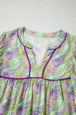Paisley Print Half Puff Sleeve Blouse
