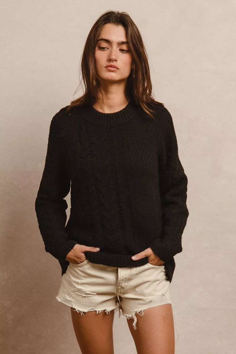 BiBi Twist Knitted Open Shoulder Sweater